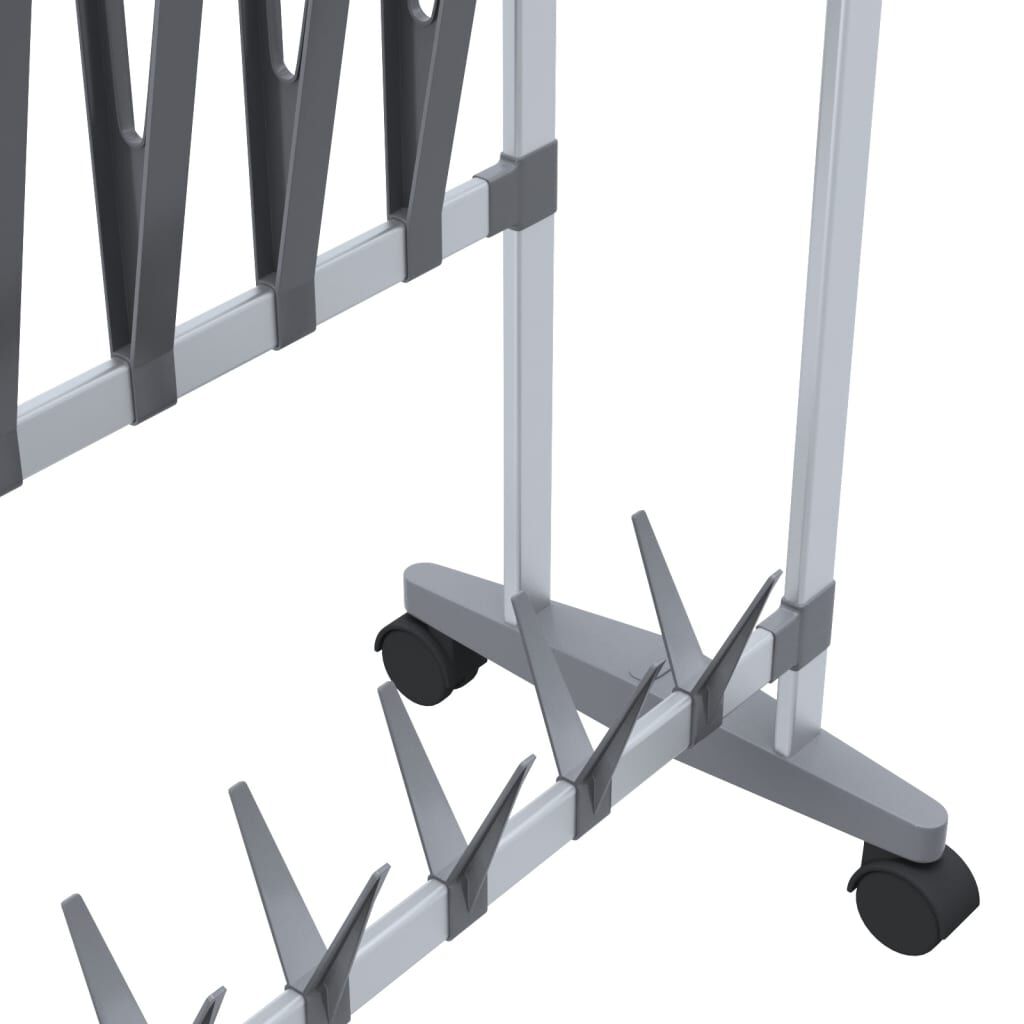 vidaXL Shoe Rack with Wheels Silver 89x27x120 cm