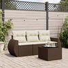vidaXL 4 Piece Garden Sofa Set with Cushions Brown Poly Rattan