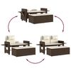 vidaXL Reclining Garden Bench with Cushions Brown Poly Rattan