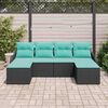 vidaXL Garden Sofa Set 6 pcs Black and turquoise Poly rattan