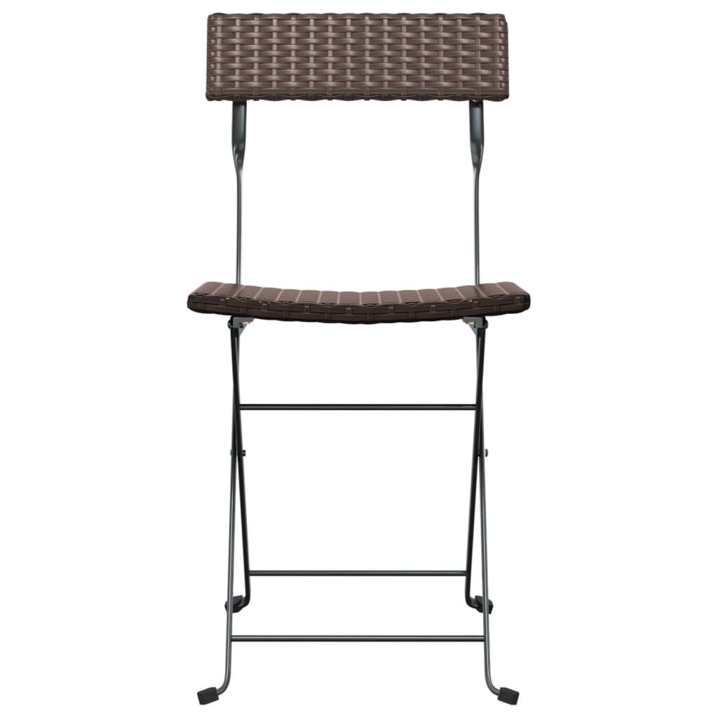 vidaXL Folding Bistro Chairs 8 pcs Brown Poly Rattan and Steel