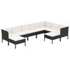 vidaXL 9 Piece Garden Lounge Set with Cushions Poly Rattan Black