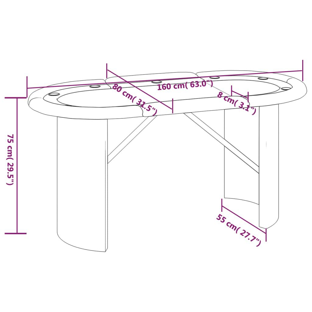 vidaXL 10-Player Poker Table Blue 160x80x75 cm