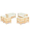 vidaXL 8 Piece Garden Lounge Set with Cream Cushions Pinewood
