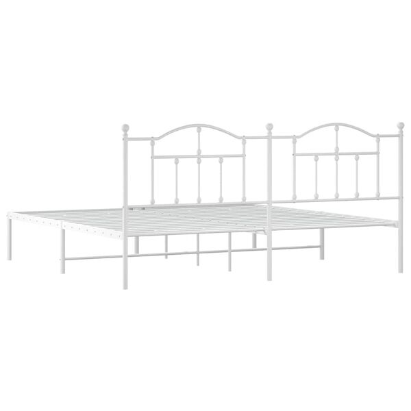 vidaXL Metal Bed Frame without Mattress with Headboard White 193x203cm