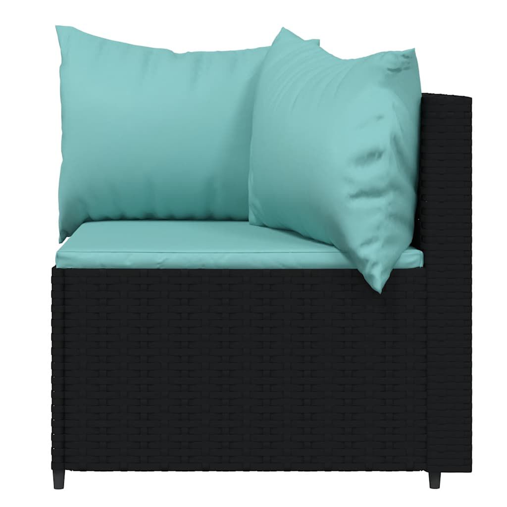 vidaXL 3 Piece Garden Lounge Set with Cushions Black Poly Rattan