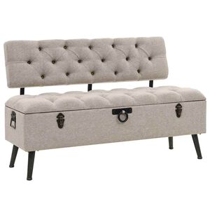 vidaXL Storage Bench with Backrest 110 cm Cream Fabric
