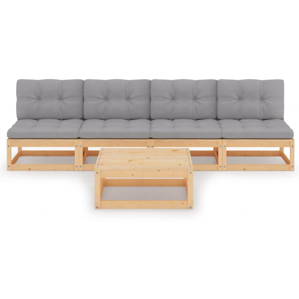 vidaXL 5 Piece Garden Lounge Set with Cushions Solid Pinewood