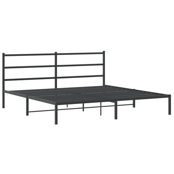 vidaXL Metal Bed Frame without Mattress with Headboard Black 193x203cm