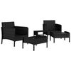 vidaXL 5 Piece Garden Lounge Set with Cushions Black Poly Rattan