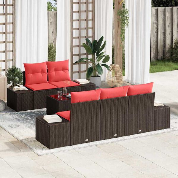 vidaXL Garden Sofa Set 6 pcs Brown Poly rattan
