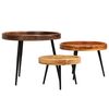 vidaXL Table Set 3 Pieces Solid Mango Wood and Steel