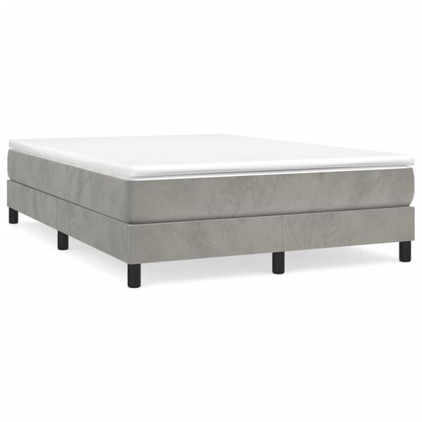 vidaXL Bed Frame without Mattress Light Grey Full Velvet (US Only)