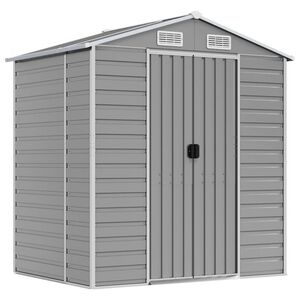 vidaXL Garden Shed Light Grey 191x130x198 cm Galvanised Steel