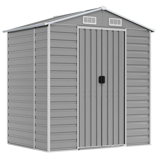 vidaXL Garden Shed Light Grey 191x130x198 cm Galvanised Steel