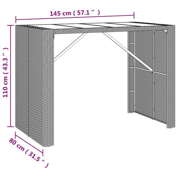 vidaXL 5 Piece Garden Bar Set with Cushions Grey Poly Rattan
