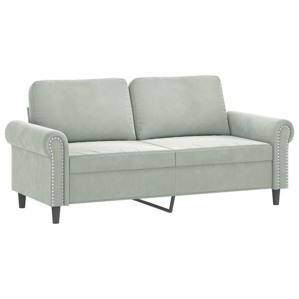 vidaXL 2 Piece Sofa Set with Pillows Light Grey Velvet