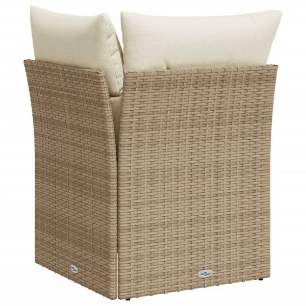 vidaXL Garden Sofa Corner with Cushions Beige Poly Rattan
