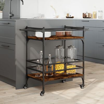 vidaXL Kitchen Trolley Smoked Oak 82x40x78.5 cm Engineered Wood