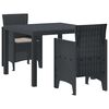 vidaXL Garden Dining Set 3 pcs Anthracite Polt rattan