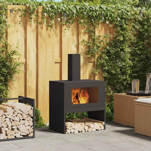 vidaXL Fire Pit Black 60 x 40 x 96 cm Cold-rolled steel