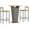 vidaXL 3 Piece Garden Bar Set Grey Poly Rattan&Solid Wood Acacia
