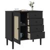 vidaXL Sideboard SENJA Rattan Look Black 80x40x80 cm Solid Wood Pine