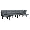 vidaXL 7 Piece Garden Lounge Set Black and Grey Poly Rattan