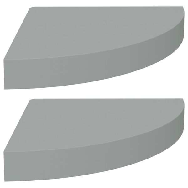 vidaXL Floating Corner Shelves 2 pcs Grey 25x25x3.8 cm MDF