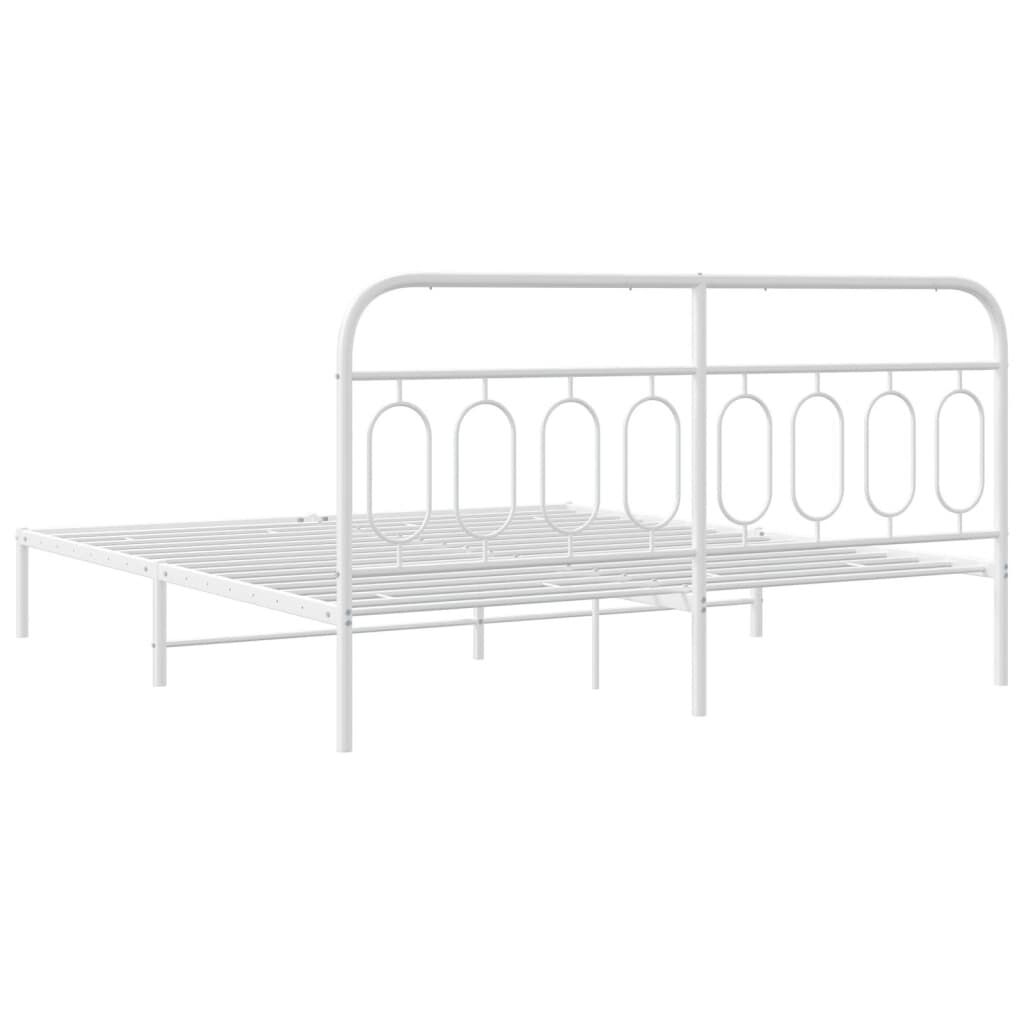 vidaXL Metal Bed Frame without Mattress with Headboard White 193x203cm