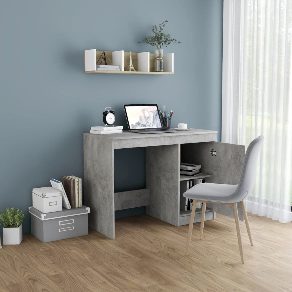 vidaXL Desk Concrete Grey 100x50x76 cm Engineered Wood