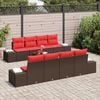 vidaXL Garden Sofa Set with Cushion 9 pcs Brown Poly Rattan