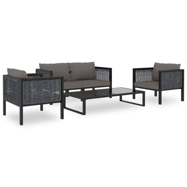 vidaXL Right Corner Sofa with Cushion Anthracite Poly Rattan