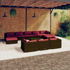 vidaXL 11 Piece Garden Lounge Set with Cushions Brown Poly Rattan