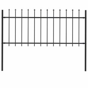 vidaXL Garden Fence with Spear Top Steel 181x80 cm Black
