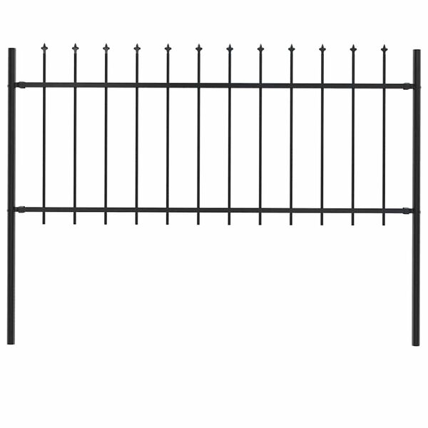 vidaXL Garden Fence with Spear Top Steel 181x80 cm Black