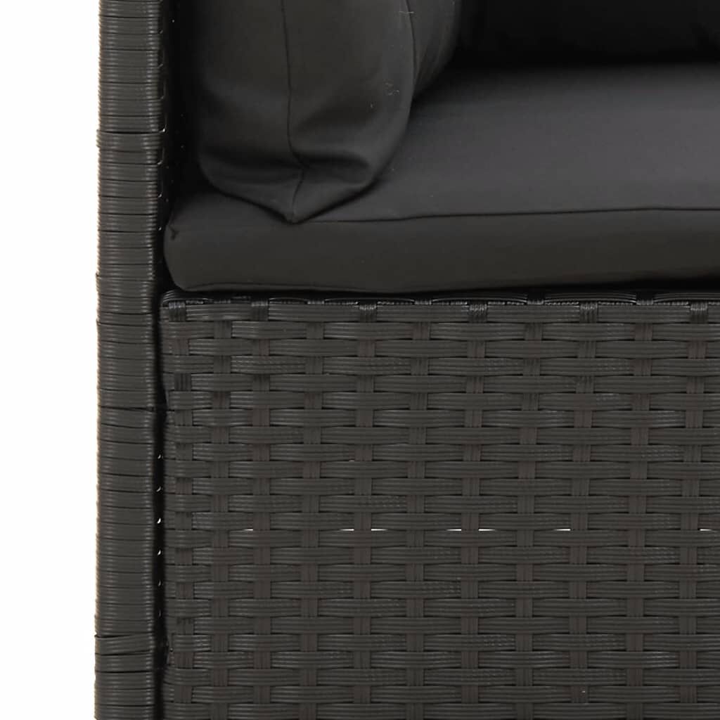 vidaXL 5 Piece Garden Lounge Set with Cushions Black Poly Rattan