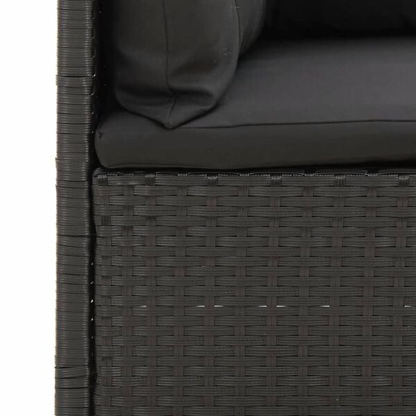 vidaXL 5 Piece Garden Lounge Set with Cushions Black Poly Rattan