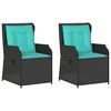 vidaXL Reclining Garden Chairs 2 pcs with Cushions Black Poly Rattan