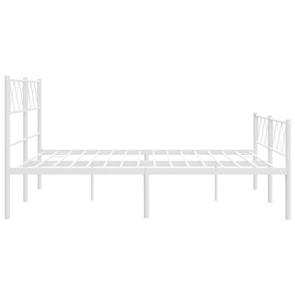 vidaXL Metal Bed Frame without Mattress with Footboard White 135x190cm