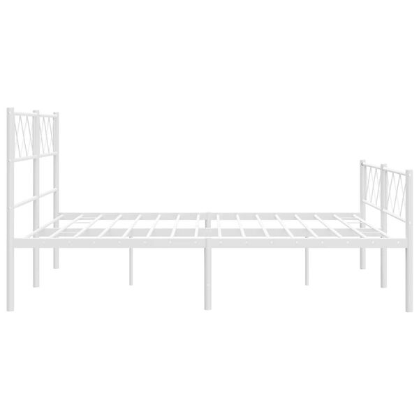 vidaXL Metal Bed Frame without Mattress with Footboard White 135x190cm