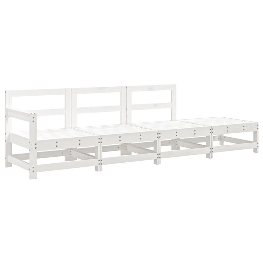 vidaXL 4 Piece Garden Lounge Set White Solid Wood Pine