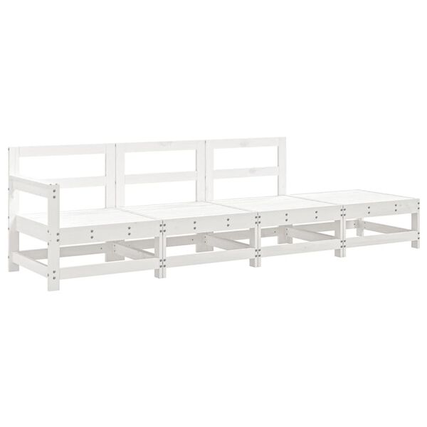 vidaXL 4 Piece Garden Lounge Set White Solid Wood Pine