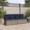 vidaXL Reclining Garden Bench with Cushions Grey Poly Rattan