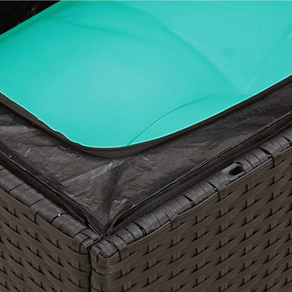 vidaXL Garden Sofa Corner with Cushions Black Poly Rattan