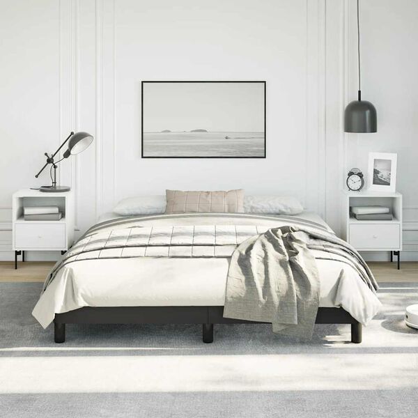 vidaXL Bed Frame without Mattress Black 152x203 cm Queen Faux Leather