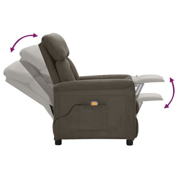 vidaXL Electric Massage Chair Dark Grey Faux Suede Leather