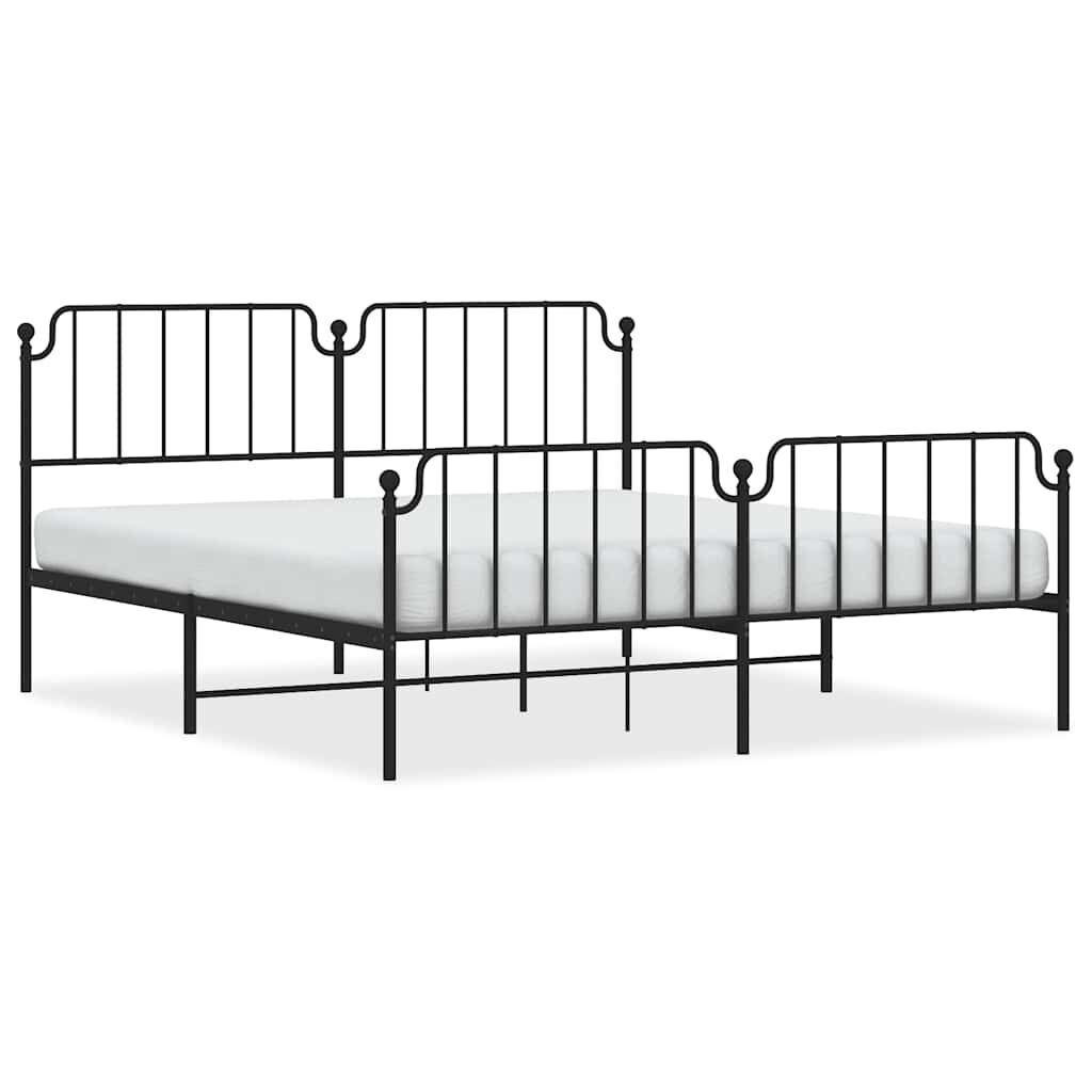 vidaXL Metal Bed Frame without Mattress with Footboard Black 183x213cm