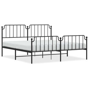 vidaXL Metal Bed Frame without Mattress with Footboard Black 183x213cm