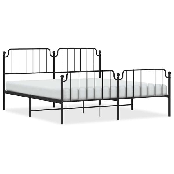 vidaXL Metal Bed Frame without Mattress with Footboard Black 183x213cm